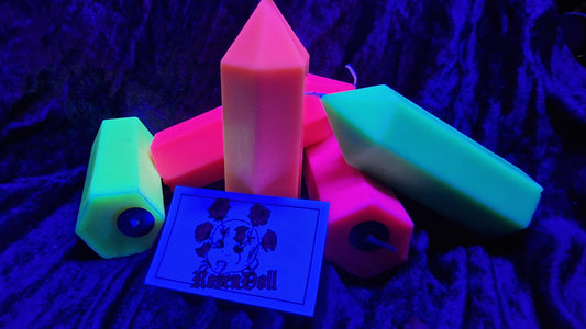 Triple pack of Neon Hexagonal Pillar Candle for Wax Play